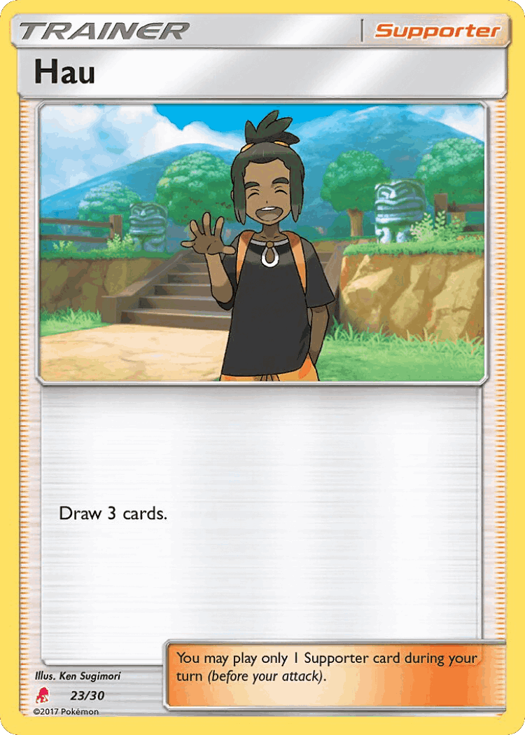 Hau #23 from SM Trainer Kit Lycanroc - Common - Illustrated by Ken Sugimori