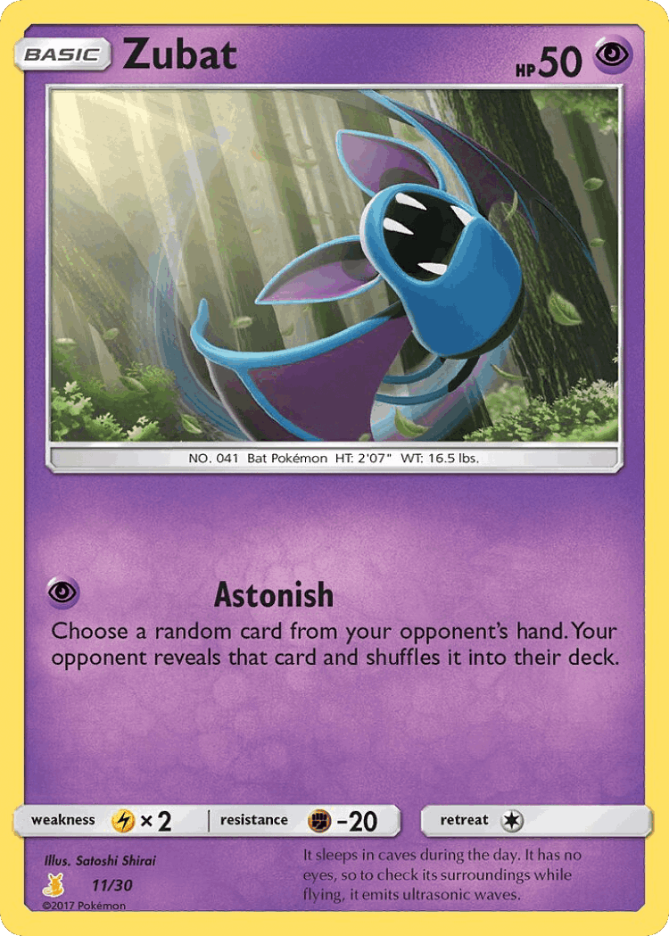 Zubat #11 from SM Trainer Kit Alolan Raichu - Common - Illustrated by Satoshi Shirai