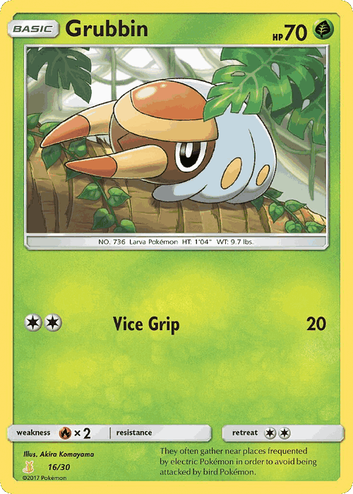 Grubbin #16 from SM Trainer Kit Alolan Raichu - Common - Illustrated by Akira Komayama