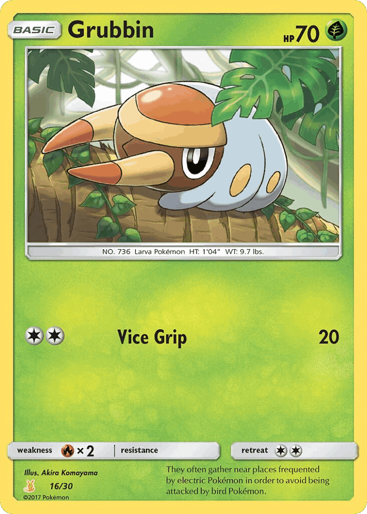 Grubbin #16 from SM Trainer Kit Alolan Raichu - Common - Illustrated by Akira Komayama
