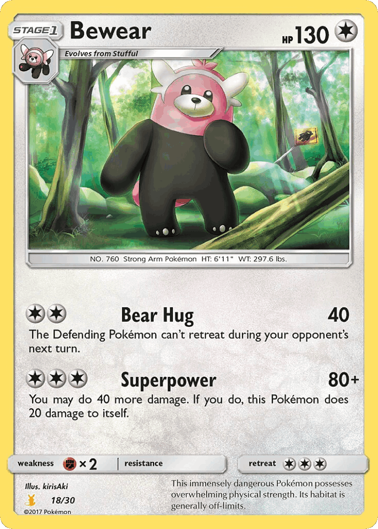 Bewear #18 from SM Trainer Kit Alolan Raichu - Common - Illustrated by kirisAki