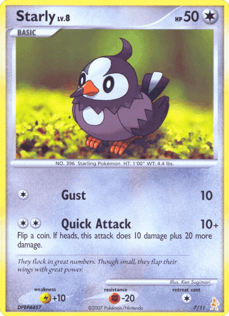Starly #7 from DP Trainer Kit Lucario - Common - Illustrated by Ken Sugimori