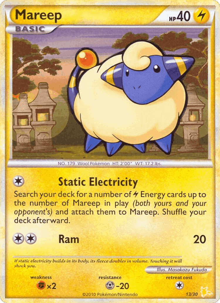 Mareep #13 from HGSS Trainer Kit Raichu - Common - Illustrated by Masakazu Fukuda