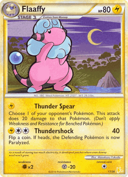 Flaaffy #17 from HGSS Trainer Kit Raichu - Common - Illustrated by Masakazu Fukuda