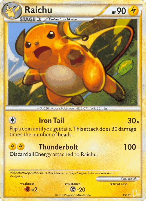Raichu #19 from HGSS Trainer Kit Raichu - Common - Illustrated by match