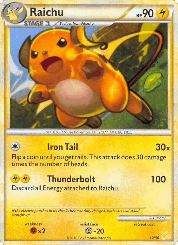Raichu #19 from HGSS Trainer Kit Raichu - Common - Illustrated by match