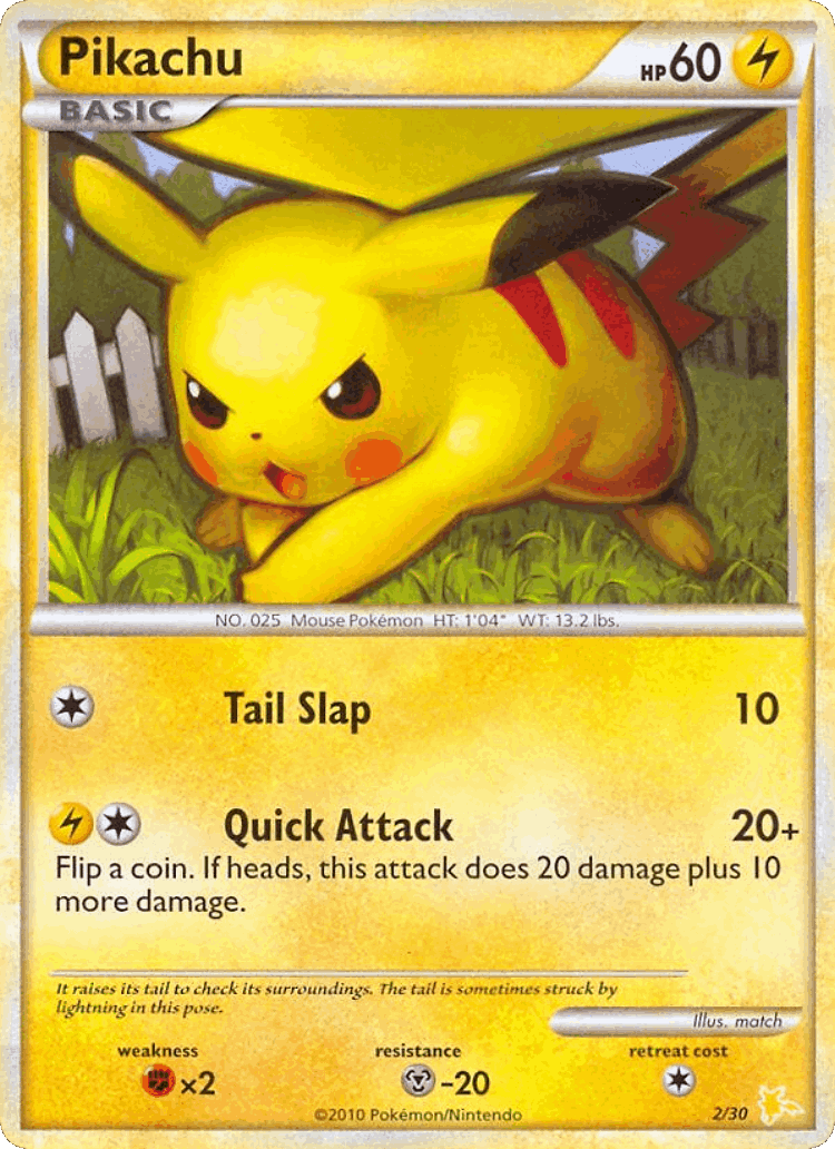 Pikachu #2 from HGSS Trainer Kit Raichu - Common - Illustrated by match