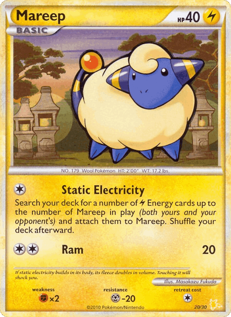Mareep #20 from HGSS Trainer Kit Raichu - Common - Illustrated by Masakazu Fukuda