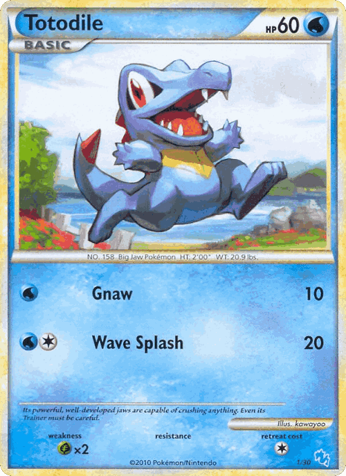 Totodile #1 from HGSS Trainer Kit Gyarados - Common - Illustrated by kawayoo