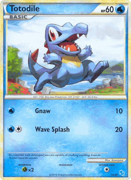Totodile #14 from HGSS Trainer Kit Gyarados - Common - Illustrated by kawayoo