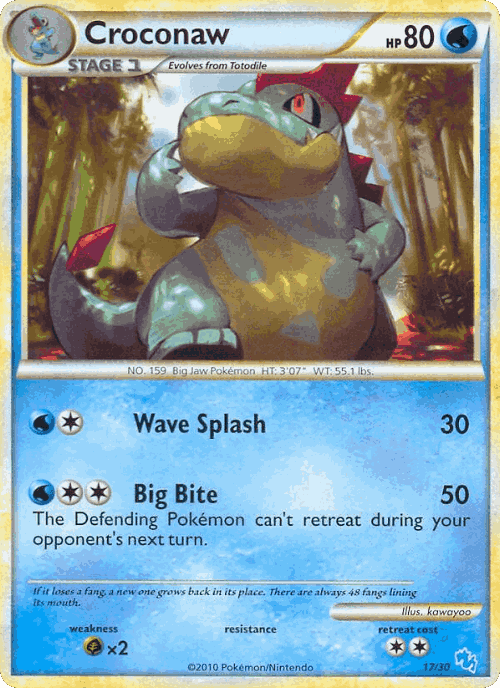Croconaw #17 from HGSS Trainer Kit Gyarados - Common - Illustrated by kawayoo