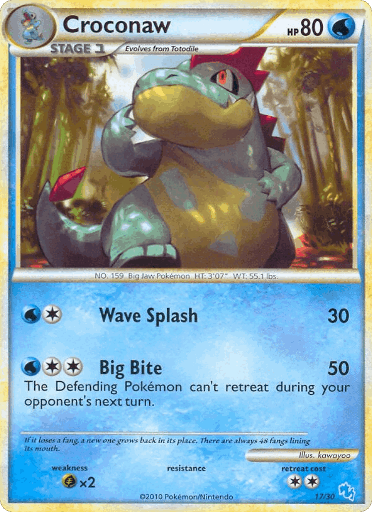 Croconaw #17 from HGSS Trainer Kit Gyarados - Common - Illustrated by kawayoo