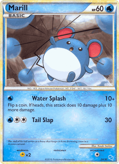 Marill #24 from HGSS Trainer Kit Gyarados - Common - Illustrated by Kouki Saitou