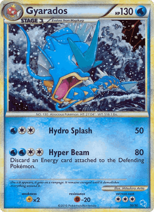 Gyarados #30 from HGSS Trainer Kit Gyarados - Common - Illustrated by Mitsuhiro Arita