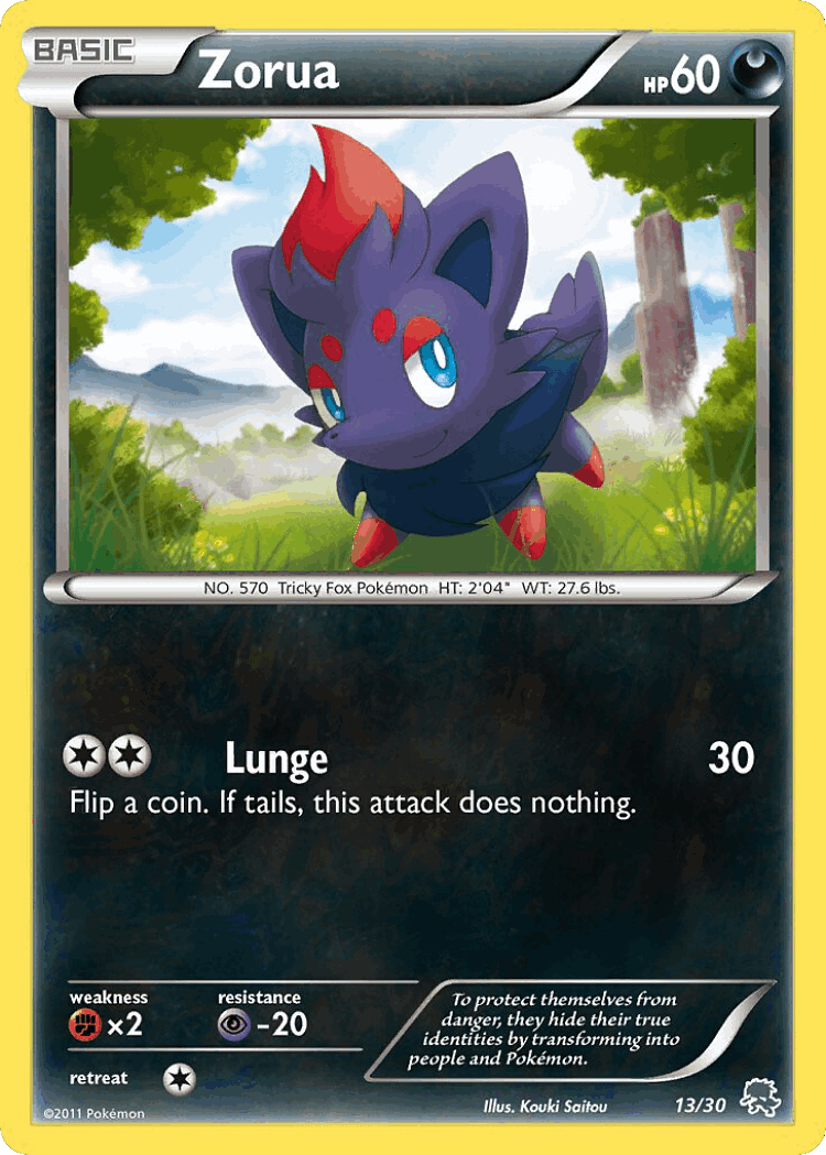 Zorua #13 from BW Trainer Kit Zoroark - Common - Illustrated by Kouki Saitou
