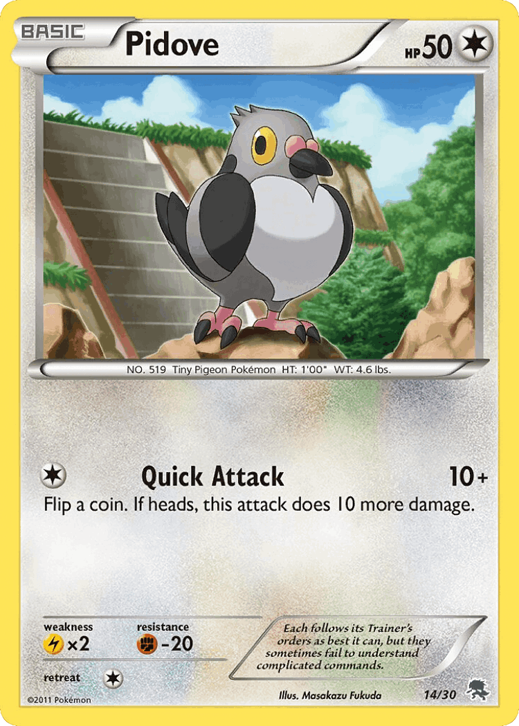 Pidove #14 from BW Trainer Kit Zoroark - Common - Illustrated by Masakazu Fukuda