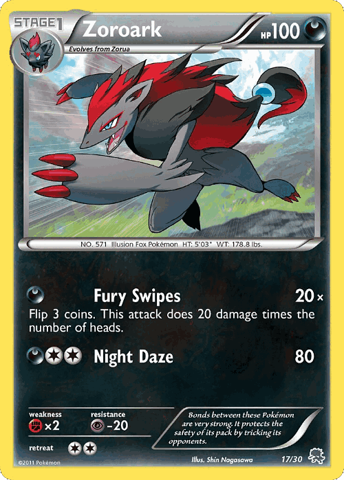 Zoroark #17 from BW Trainer Kit Zoroark - Common - Illustrated by Shin Nagasawa