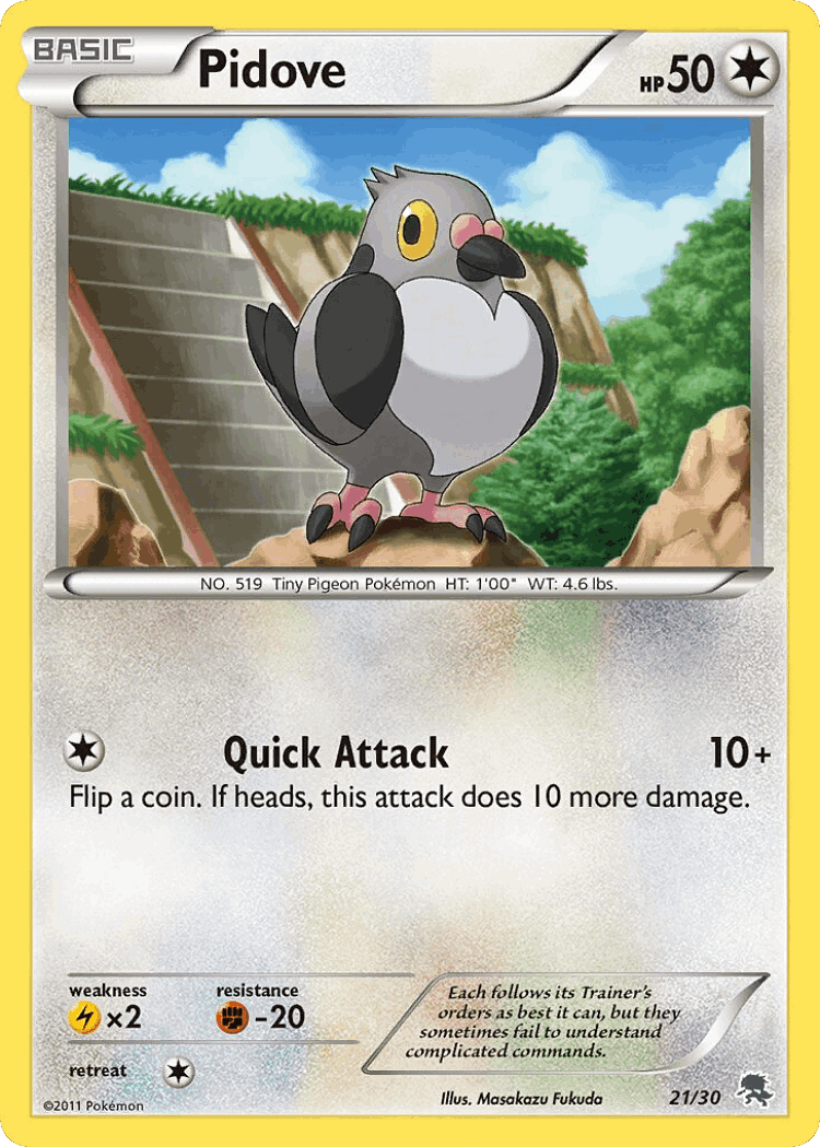 Pidove #21 from BW Trainer Kit Zoroark - Common - Illustrated by Masakazu Fukuda
