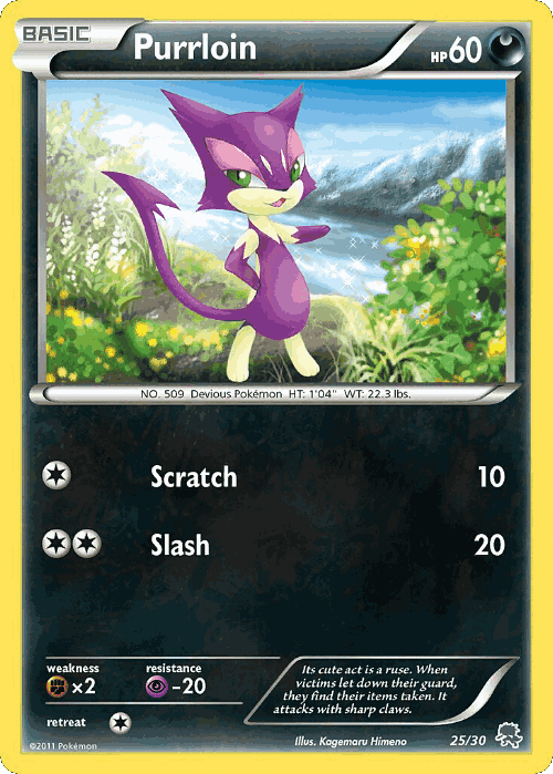 Purrloin #25 from BW Trainer Kit Zoroark - Common - Illustrated by Kagemaru Himeno