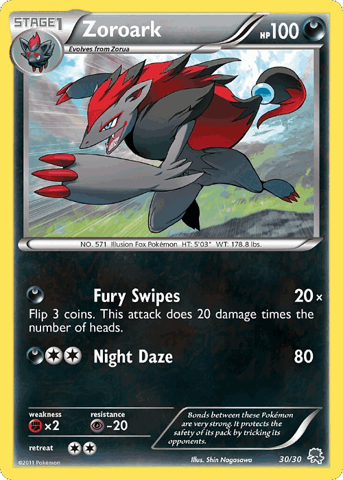 Zoroark #30 from BW Trainer Kit Zoroark - Common - Illustrated by Shin Nagasawa