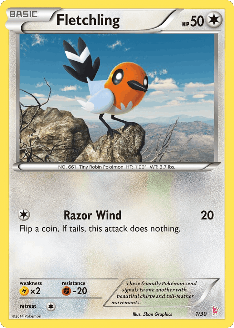Fletchling #1 from XY Trainer Kit Sylveon - Common - Illustrated by 5ban Graphics