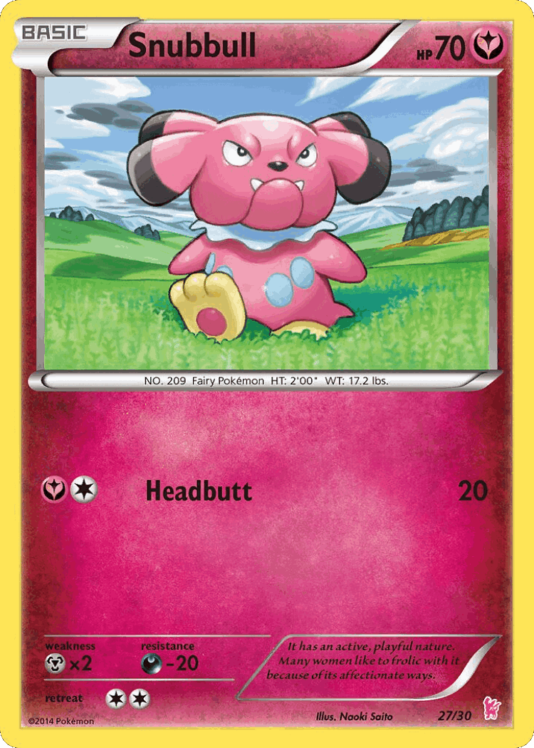 Snubbull #27 from XY Trainer Kit Sylveon - Common - Illustrated by Naoki Saito