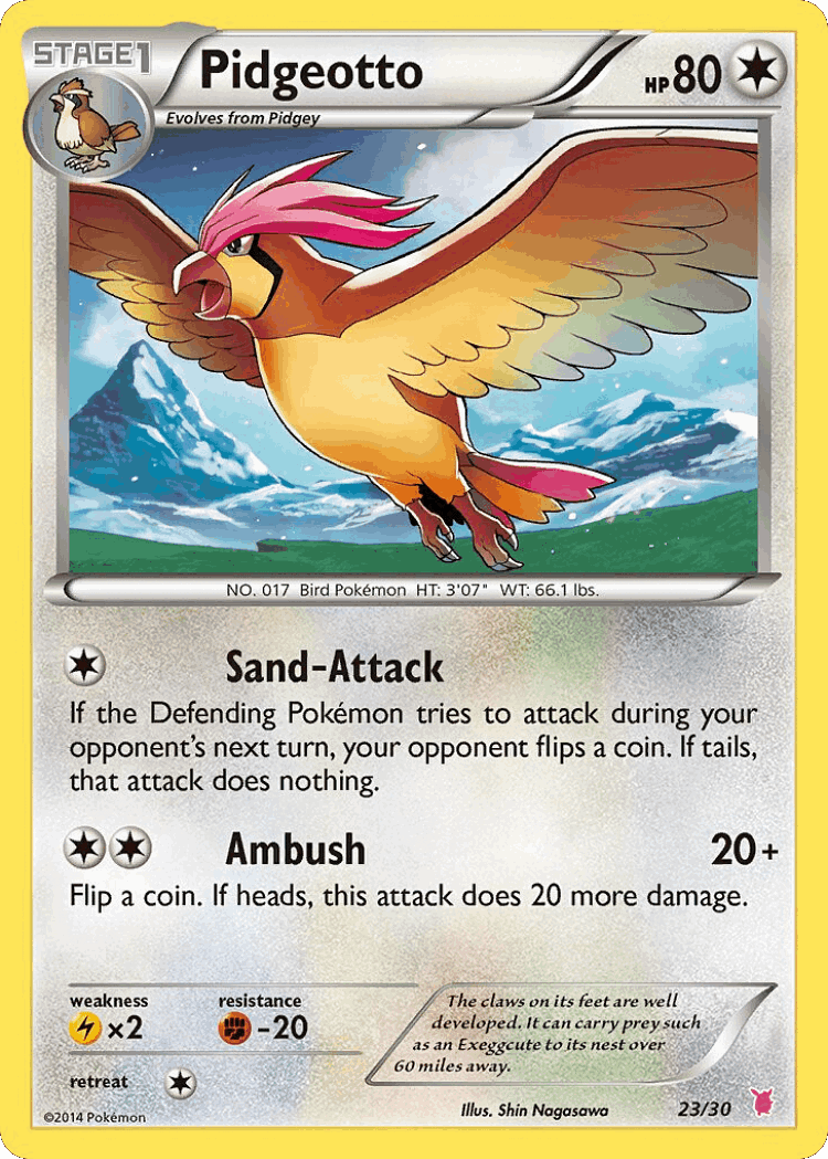 Pidgeotto #23 from XY Trainer Kit Wigglytuff - Common - Illustrated by Shin Nagasawa