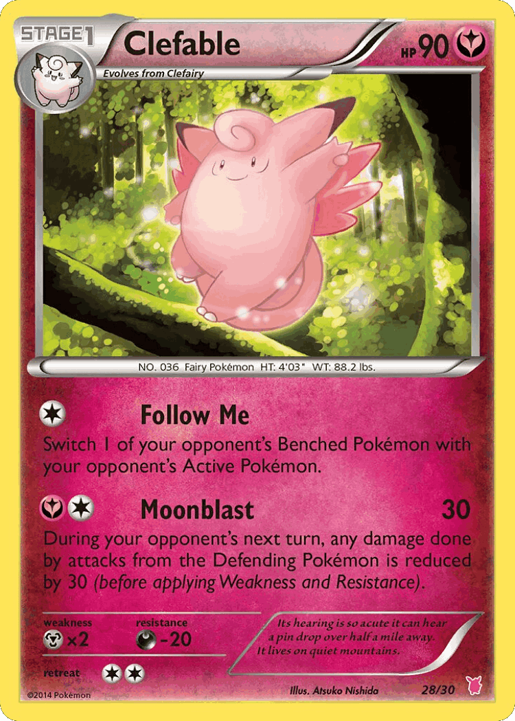 Clefable #28 from XY Trainer Kit Wigglytuff - Common - Illustrated by Atsuko Nishida