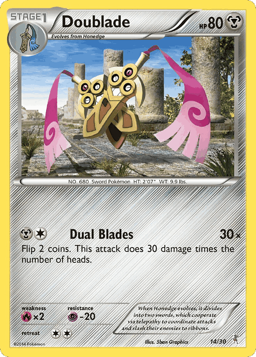 Doublade #14 from XY Trainer Kit Bisharp - Common - Illustrated by 5ban Graphics