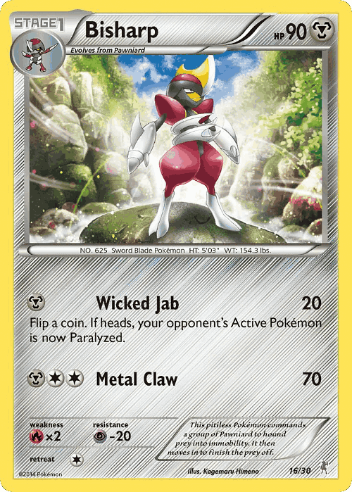 Bisharp #16 from XY Trainer Kit Bisharp - Common - Illustrated by Kagemaru Himeno