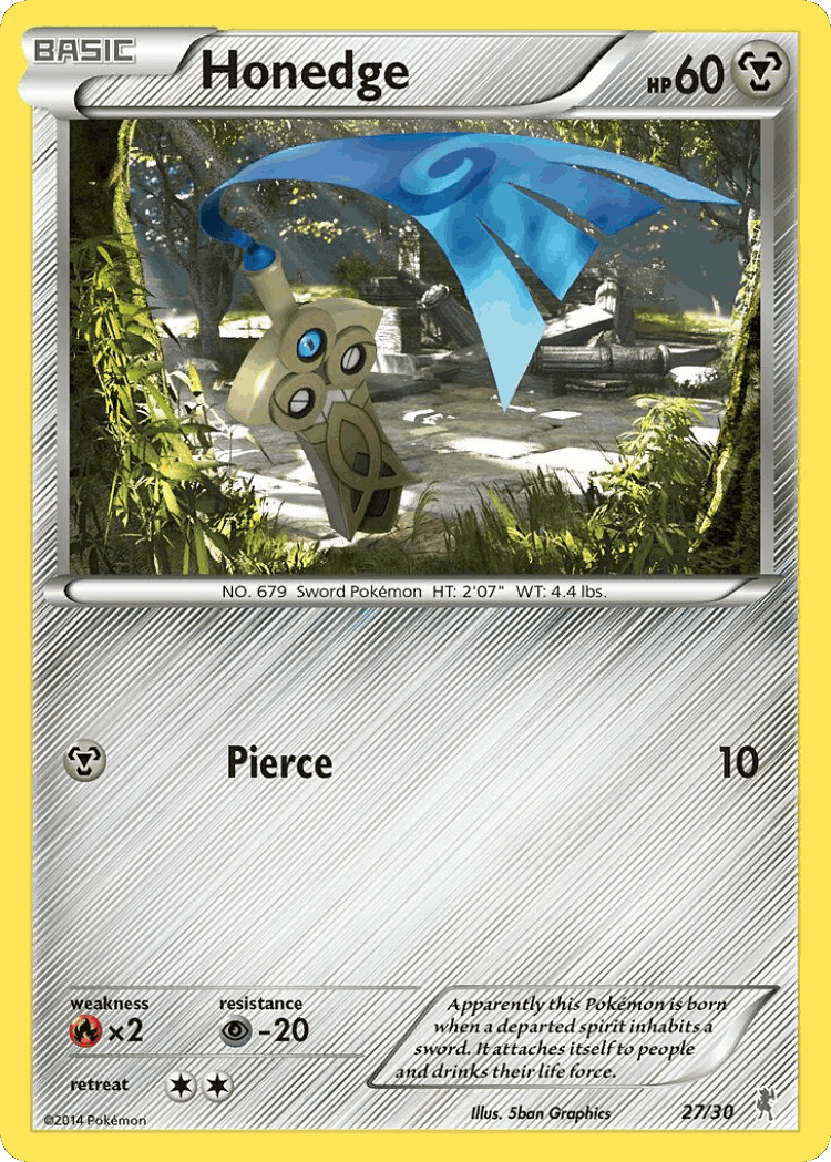 Honedge #27 from XY Trainer Kit Bisharp - Common - Illustrated by 5ban Graphics