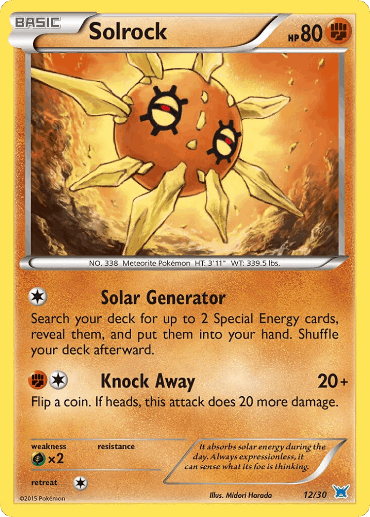 Solrock #12 from XY Trainer Kit Latios - Common - Illustrated by Midori Harada