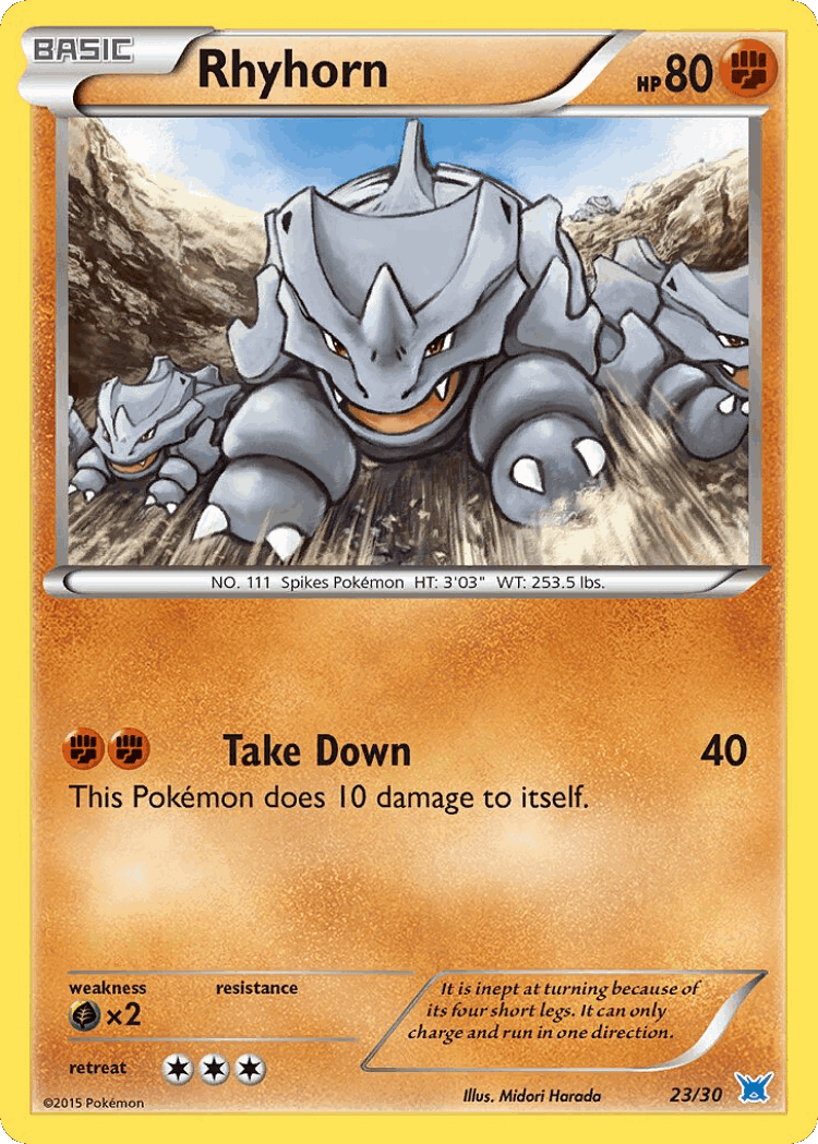 Rhyhorn #23 from XY Trainer Kit Latios - Common - Illustrated by Midori Harada