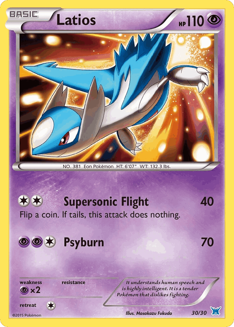 Latios #30 from XY Trainer Kit Latios - Common - Illustrated by Masakazu Fukuda