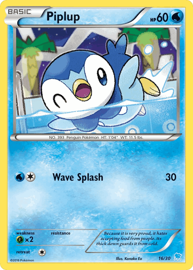 Piplup #16 from XY Trainer Kit Suicune - Common - Illustrated by Kanako Eo