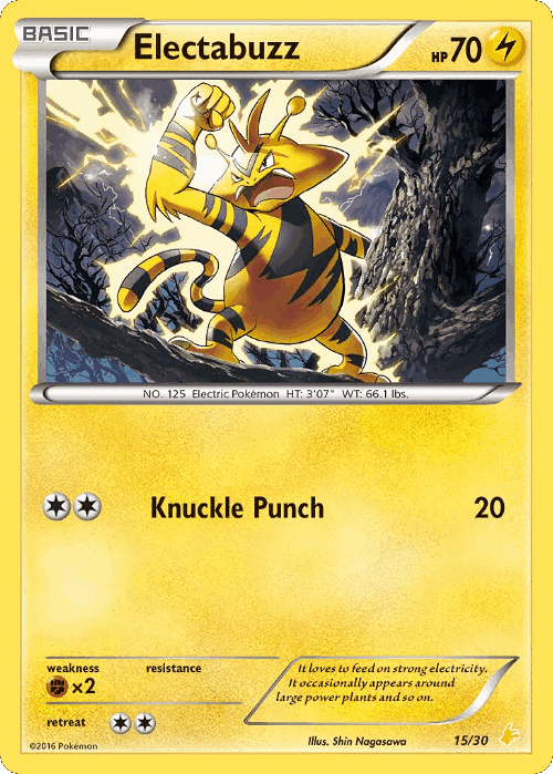 Electabuzz #15 from XY Trainer Kit Pikachu Libre - Common - Illustrated by Shin Nagasawa