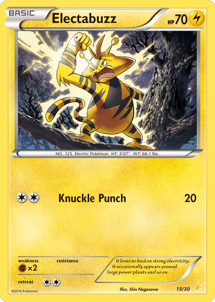 Electabuzz #15 from XY Trainer Kit Pikachu Libre - Common - Illustrated by Shin Nagasawa