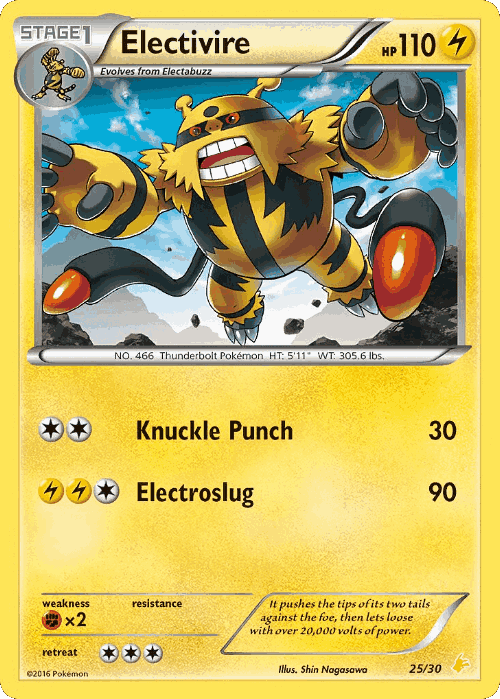 Electivire #25 from XY Trainer Kit Pikachu Libre - Common - Illustrated by Shin Nagasawa