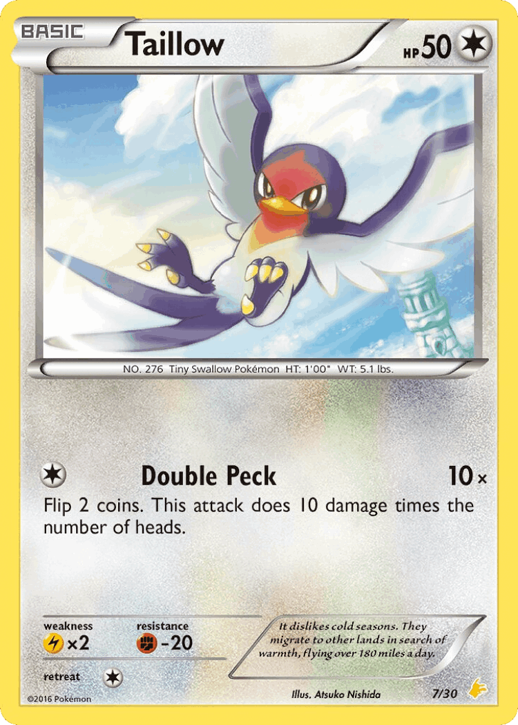 Taillow #7 from XY Trainer Kit Pikachu Libre - Common - Illustrated by Atsuko Nishida