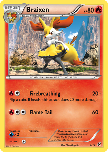 Braixen Pokémon TCG card art