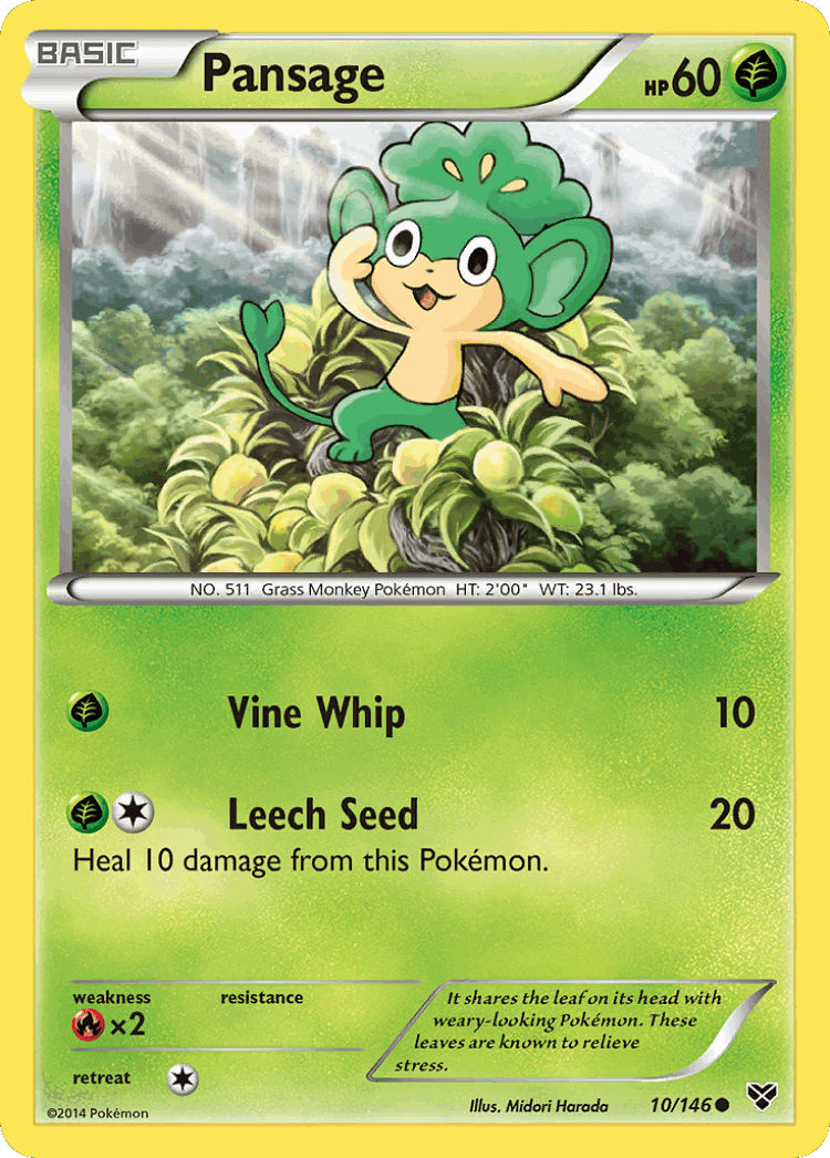 Pansage #10 from XY - Common - Illustrated by Midori Harada