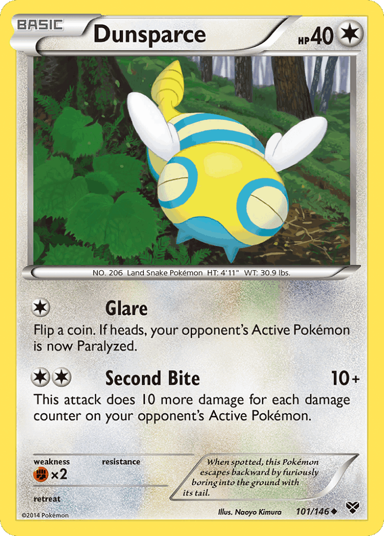 Dunsparce #101 from XY - Uncommon - Illustrated by Naoyo Kimura