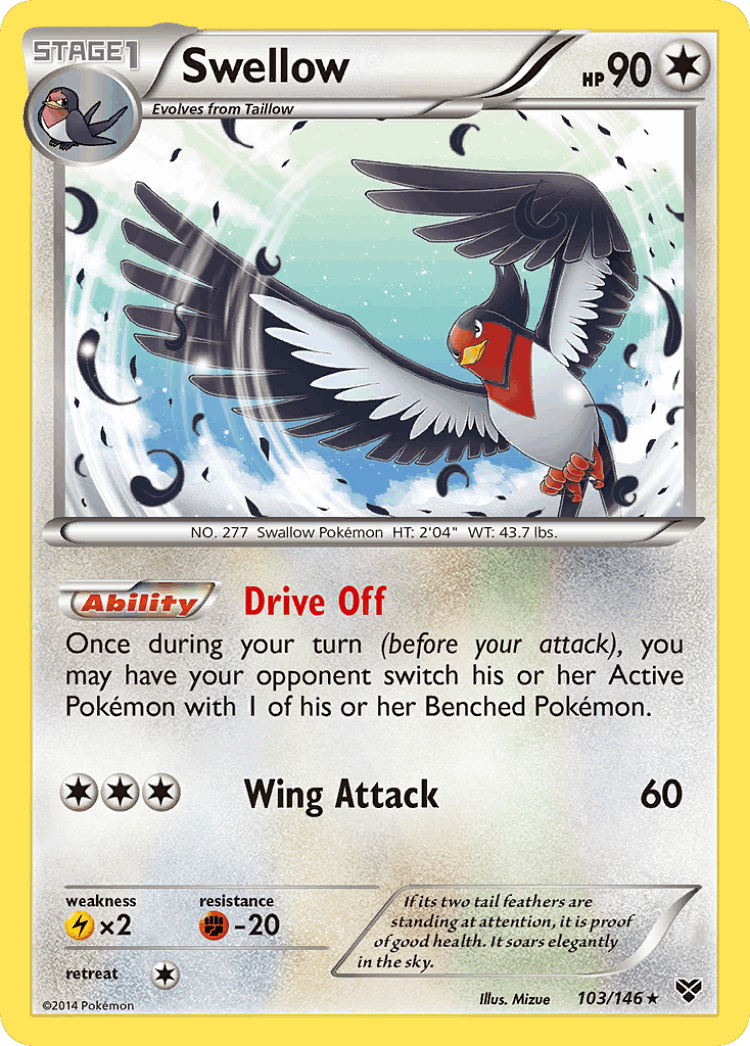 Swellow #103 from XY - Rare - Illustrated by Mizue