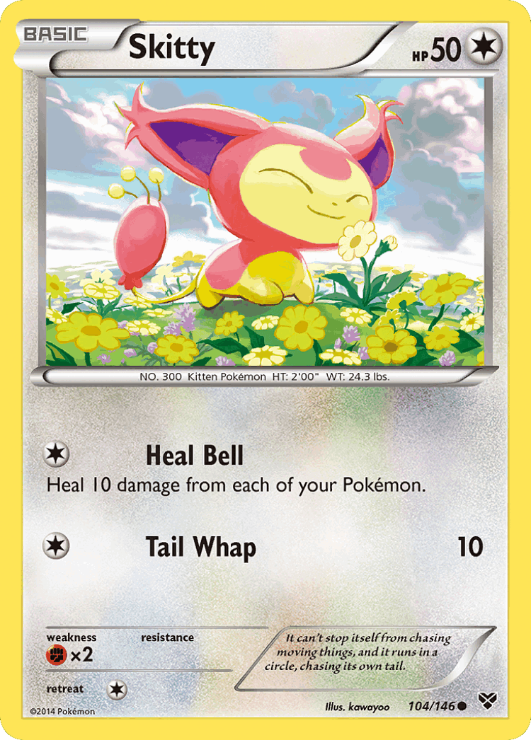 Skitty #104 from XY - Common - Illustrated by kawayoo