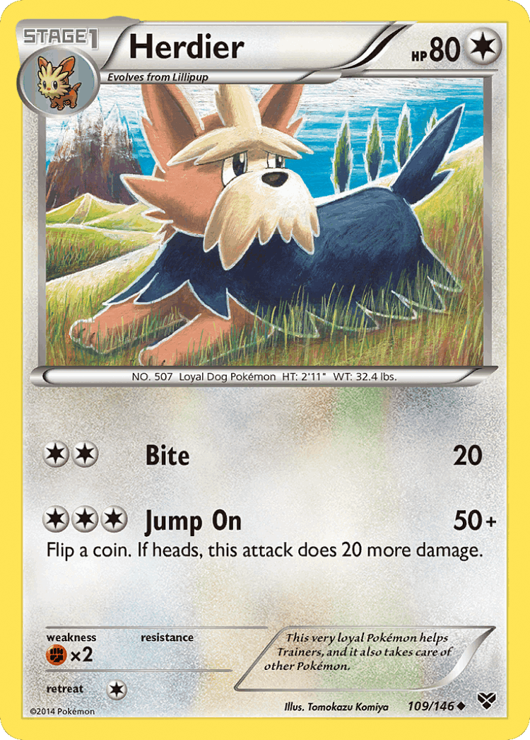 Herdier #109 from XY - Uncommon - Illustrated by Tomokazu Komiya
