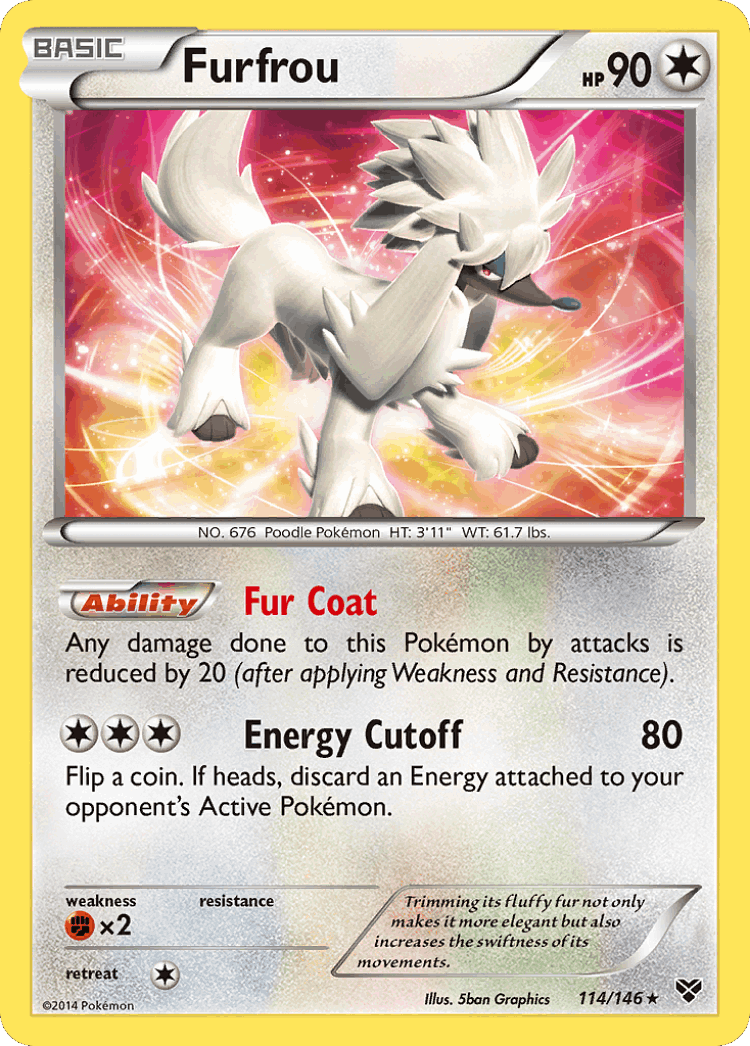 Furfrou #114 from XY - Rare Holo - Illustrated by 5ban Graphics