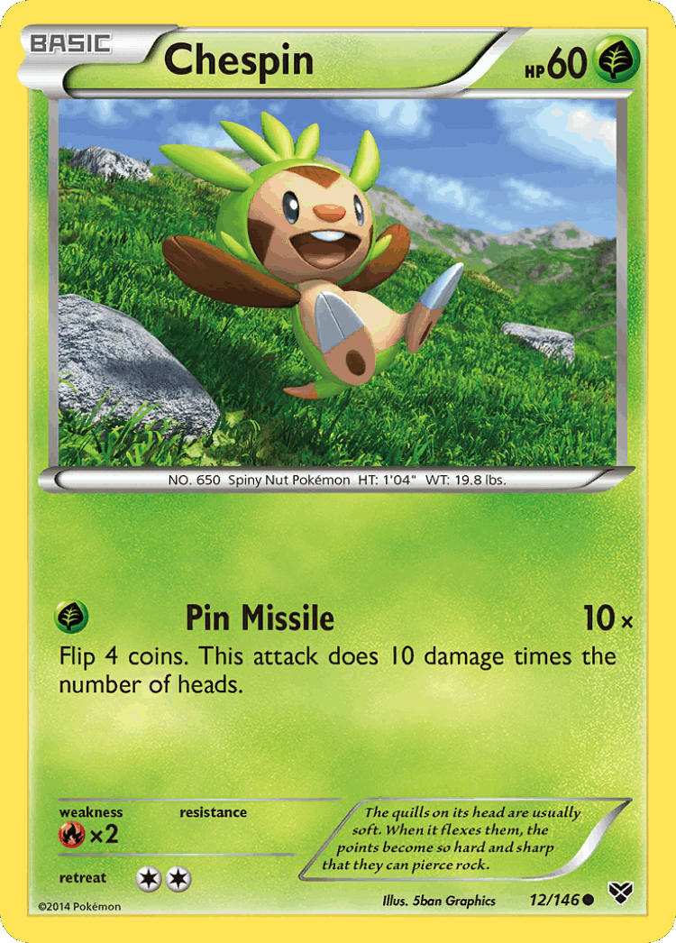 Chespin #12 from XY - Common - Illustrated by 5ban Graphics