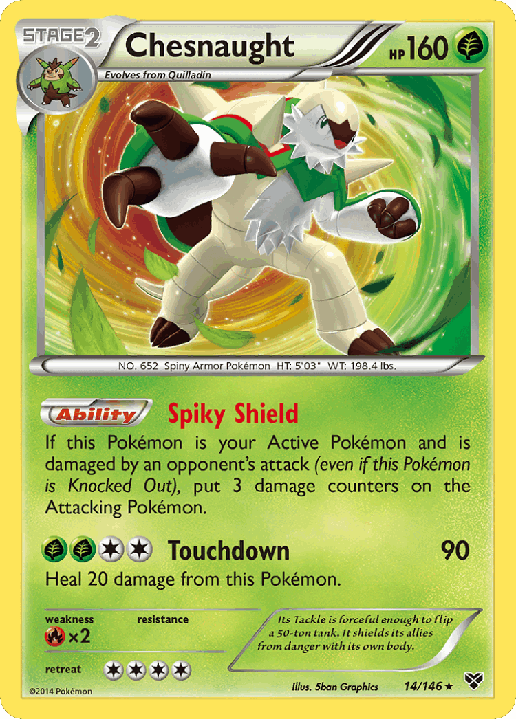 Chesnaught #14 from XY - Rare Holo - Illustrated by 5ban Graphics