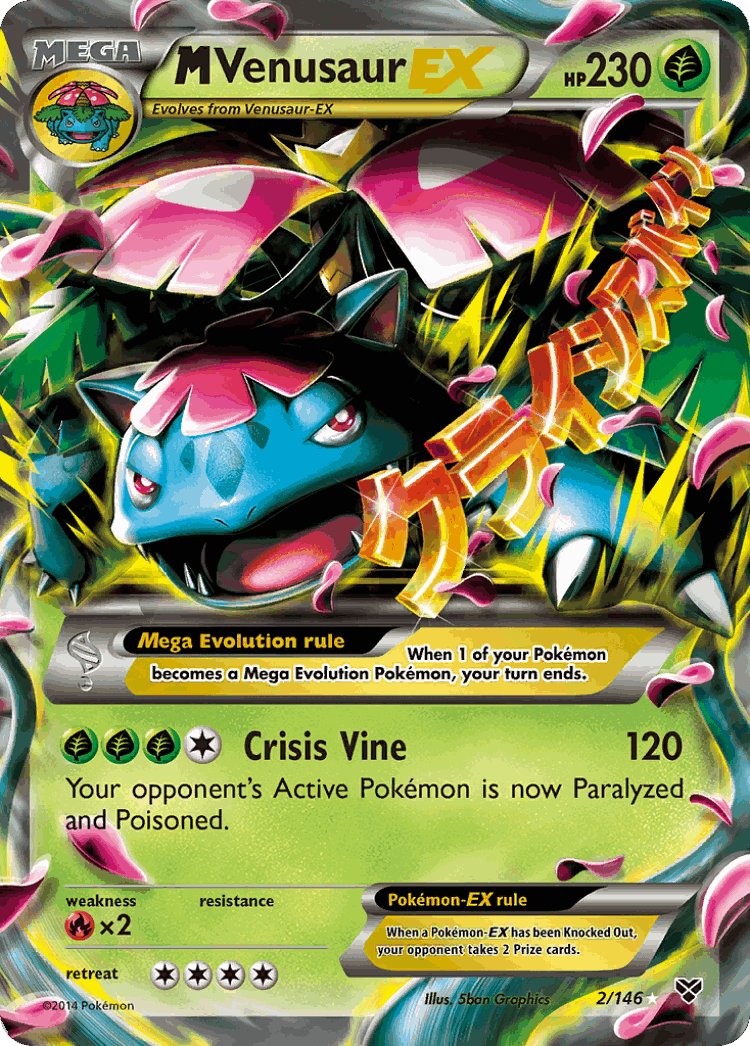 M Venusaur-EX #2 from XY - Rare Holo EX - Illustrated by 5ban Graphics