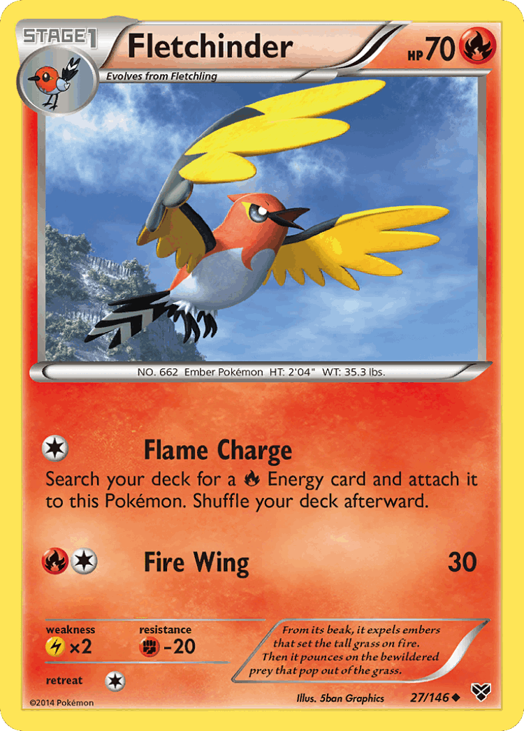 Fletchinder #27 from XY - Uncommon - Illustrated by 5ban Graphics